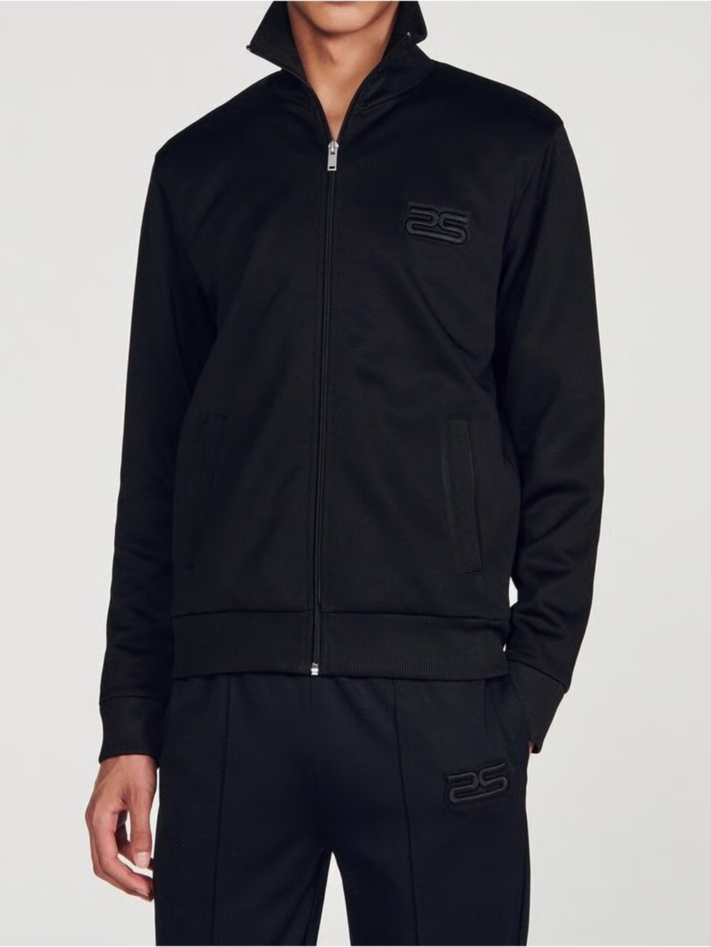 Sandro Black Jersey Track Jacket